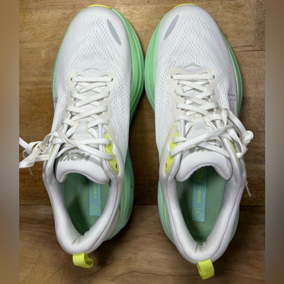 Hoka One One Bondi 8 REFLECTIVE Womens Sz 10.5 Running Shoes Sneakers White Blue - Picture 7 of 12